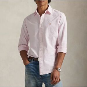 Vintage Ralph Lauren Classic Light Pink Button Up Long Sleeve Shirt Men's